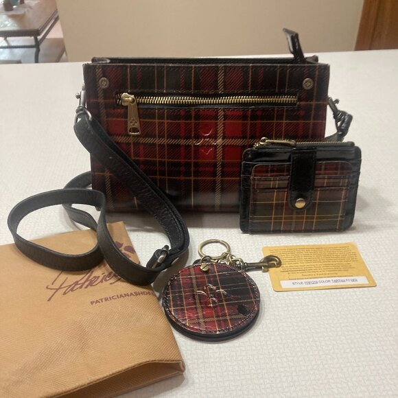 EUC Patricia Nash Tartan Leather set; Crossbody, Matching wallet and Mirror - Picture 1 of 15